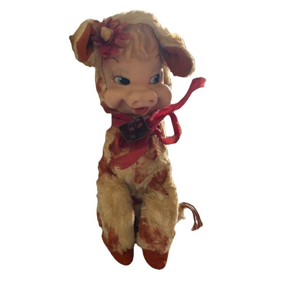 Vtg Rushton Star Creation Daisy Belle Rubber Face Cow Plush Toy 50s No Sound - Picture 10 of 10